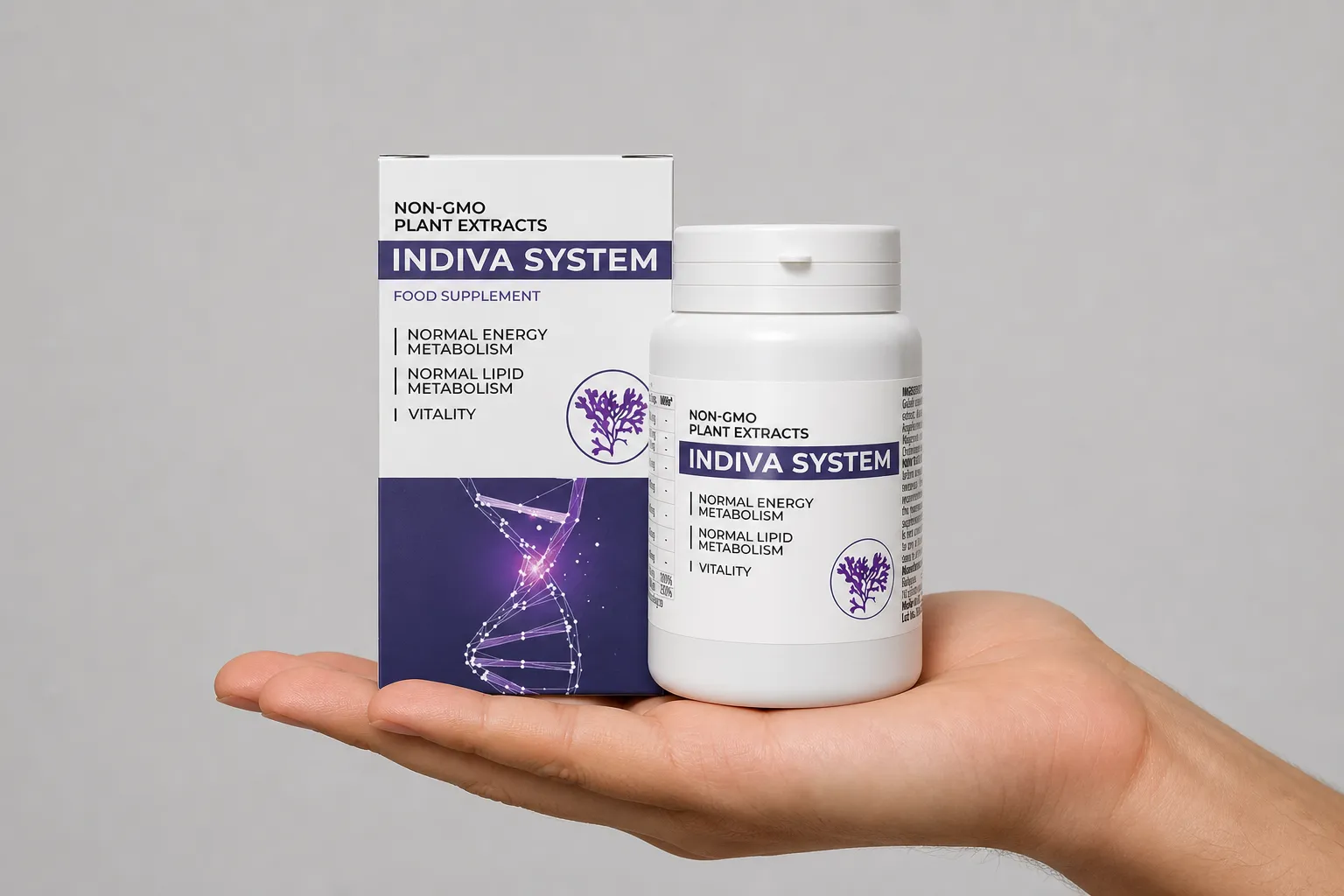INDIVA SYSTEM EU — el envase en la mano