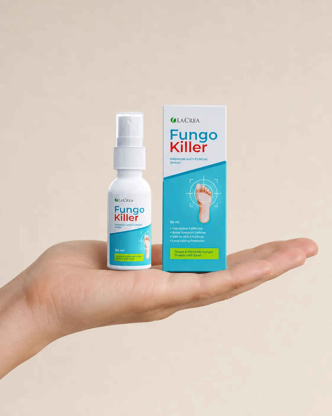 Fungokiller — el envase en la mano