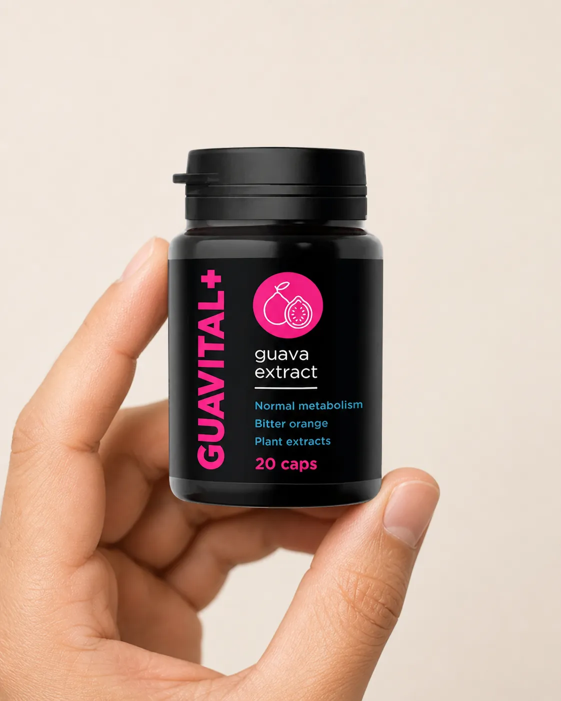 Guavital — el envase en la mano