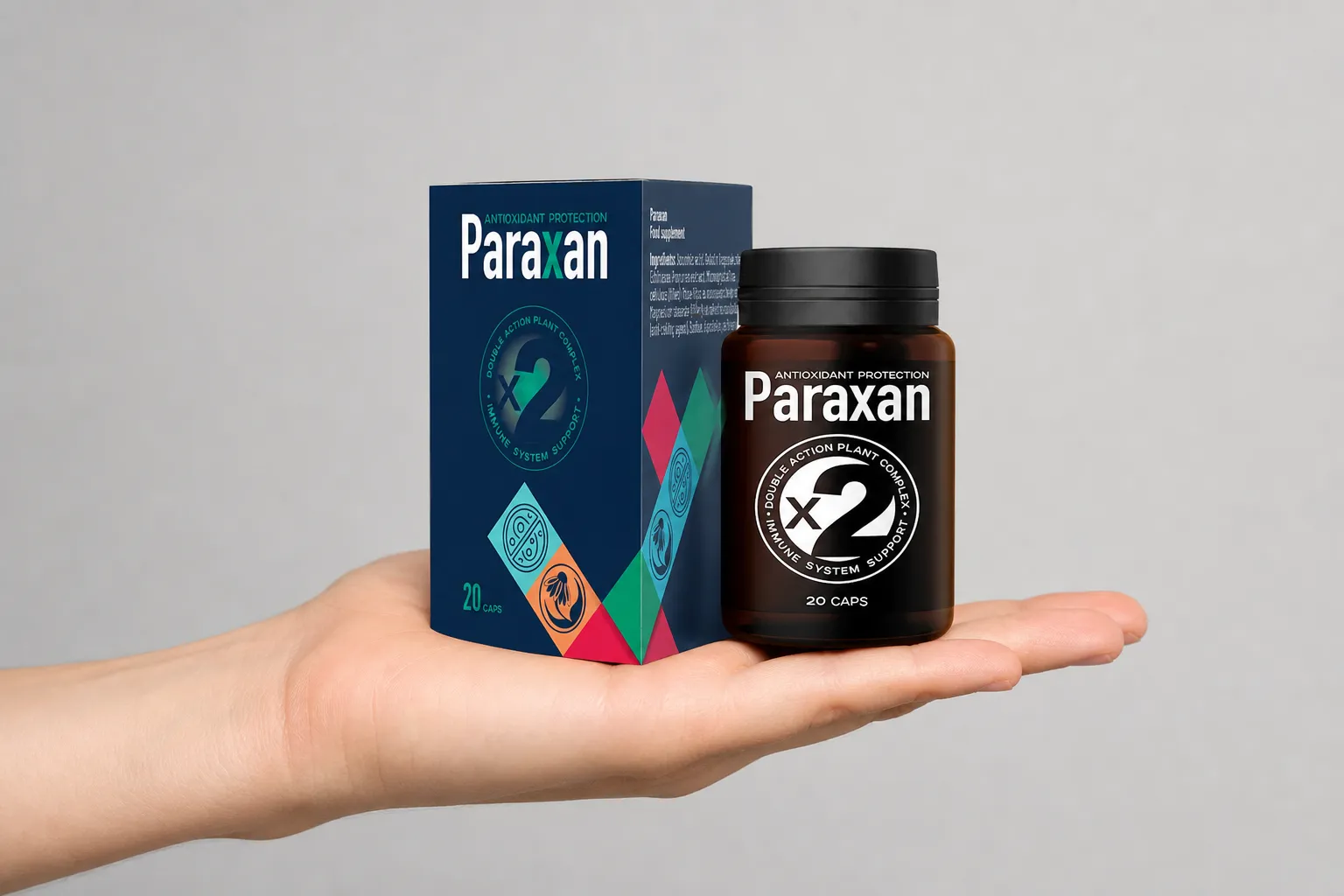 Paraxan — el envase en la mano