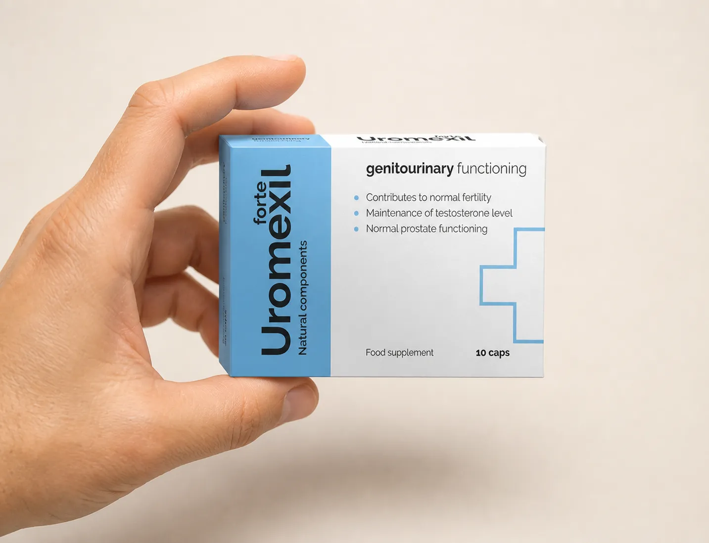 Uromexil Forte female urination — el envase en la mano