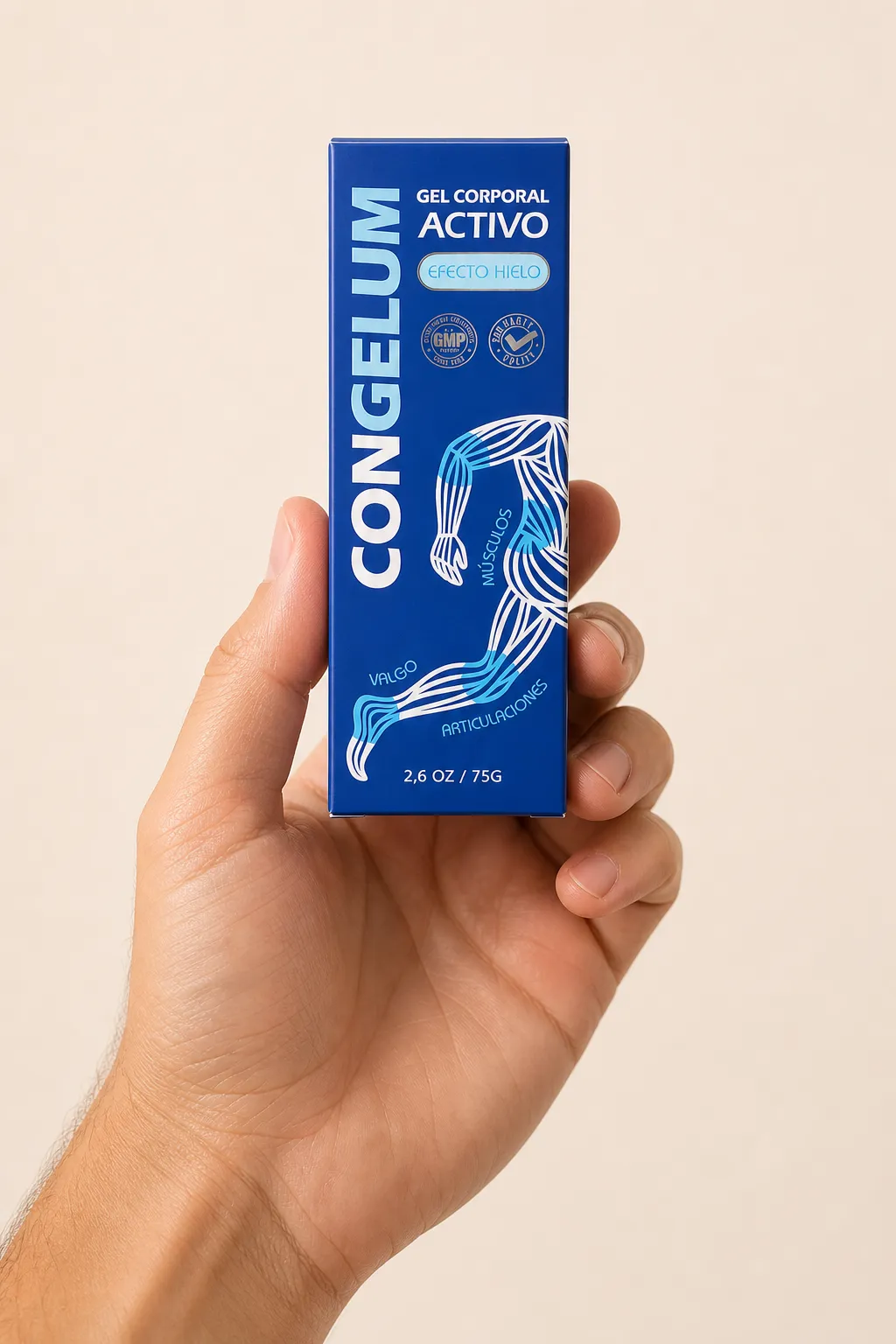 Congelum — el envase en la mano