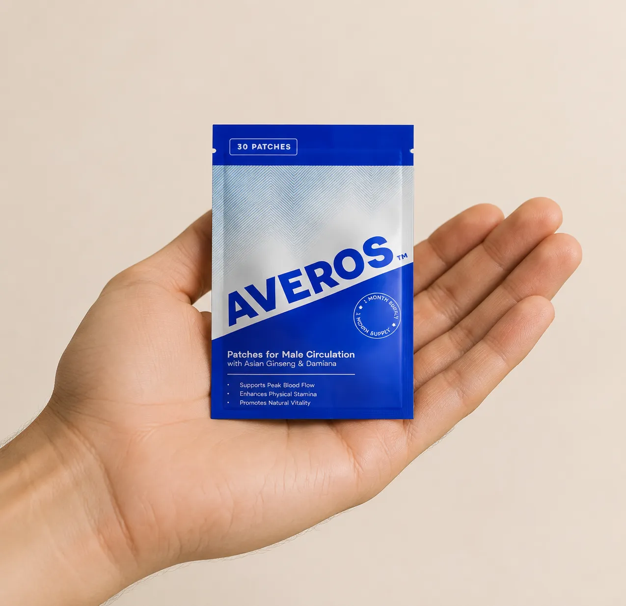 AVEROS — el envase en la mano