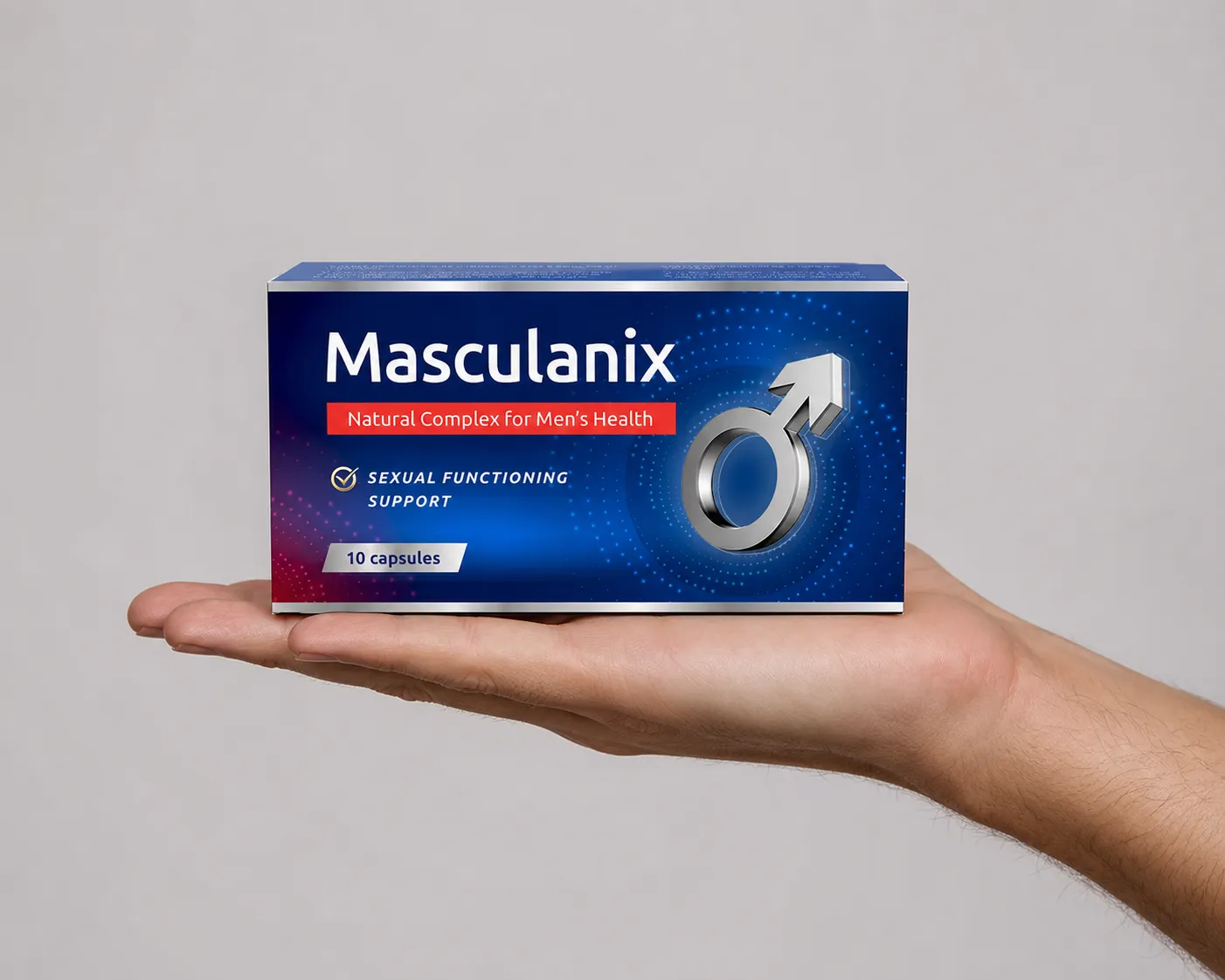 Masculanix — el envase en la mano