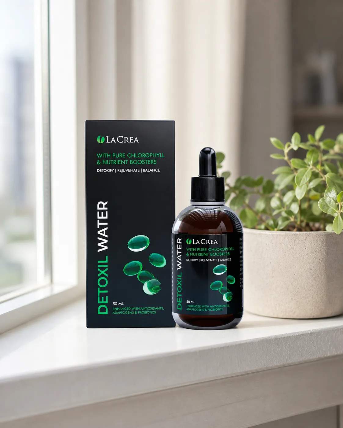 Detoxil water — el envase en el día a día