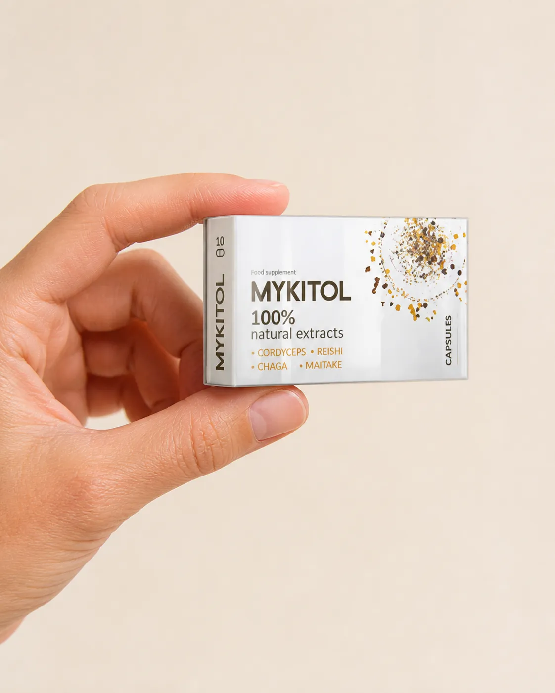 Mykitol WHITE — el envase en la mano