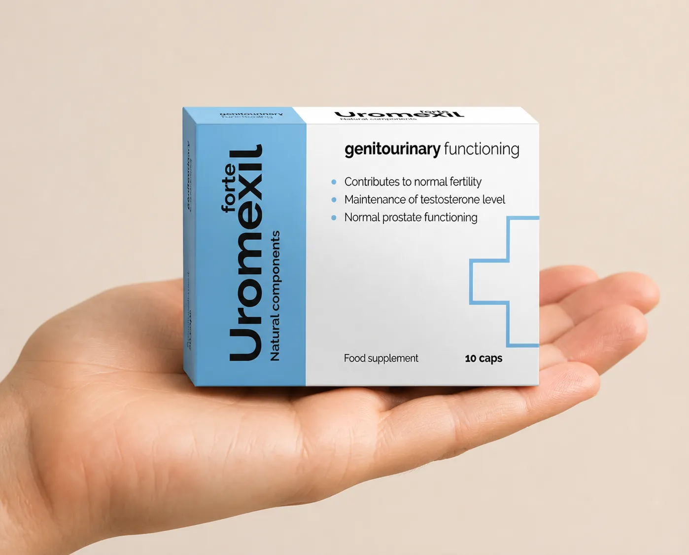 Uromexil Forte — el envase en la mano