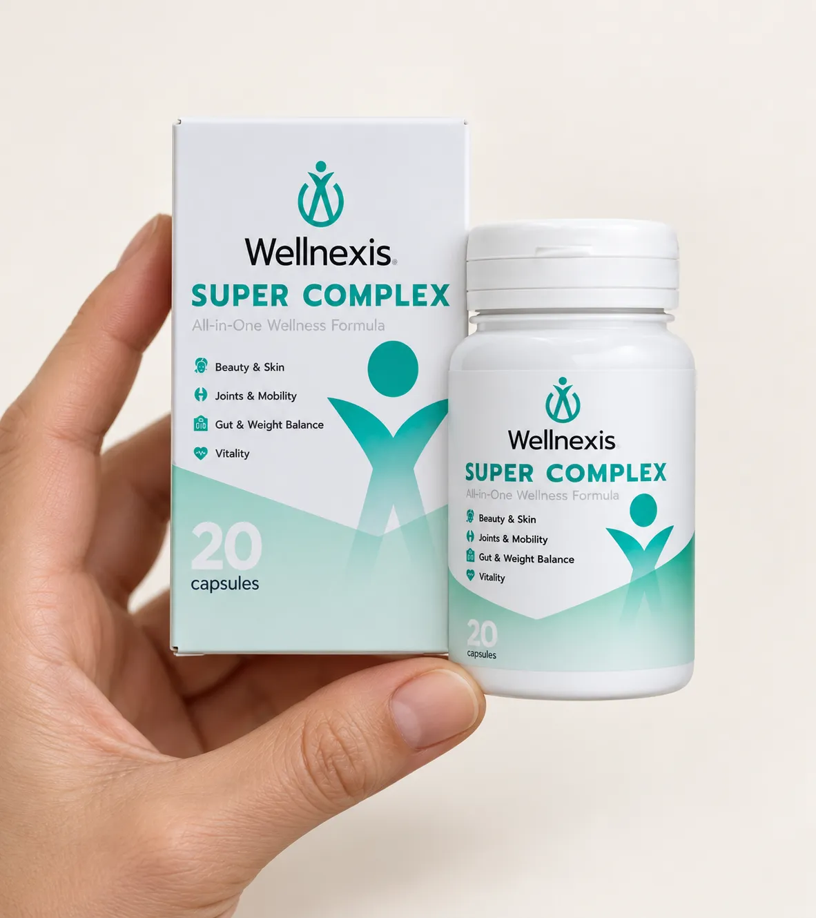 Wellnexis — el envase en la mano
