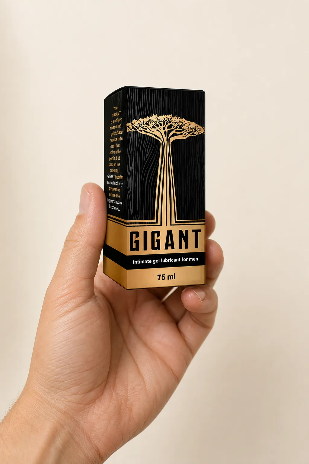 Gigant — el envase en la mano